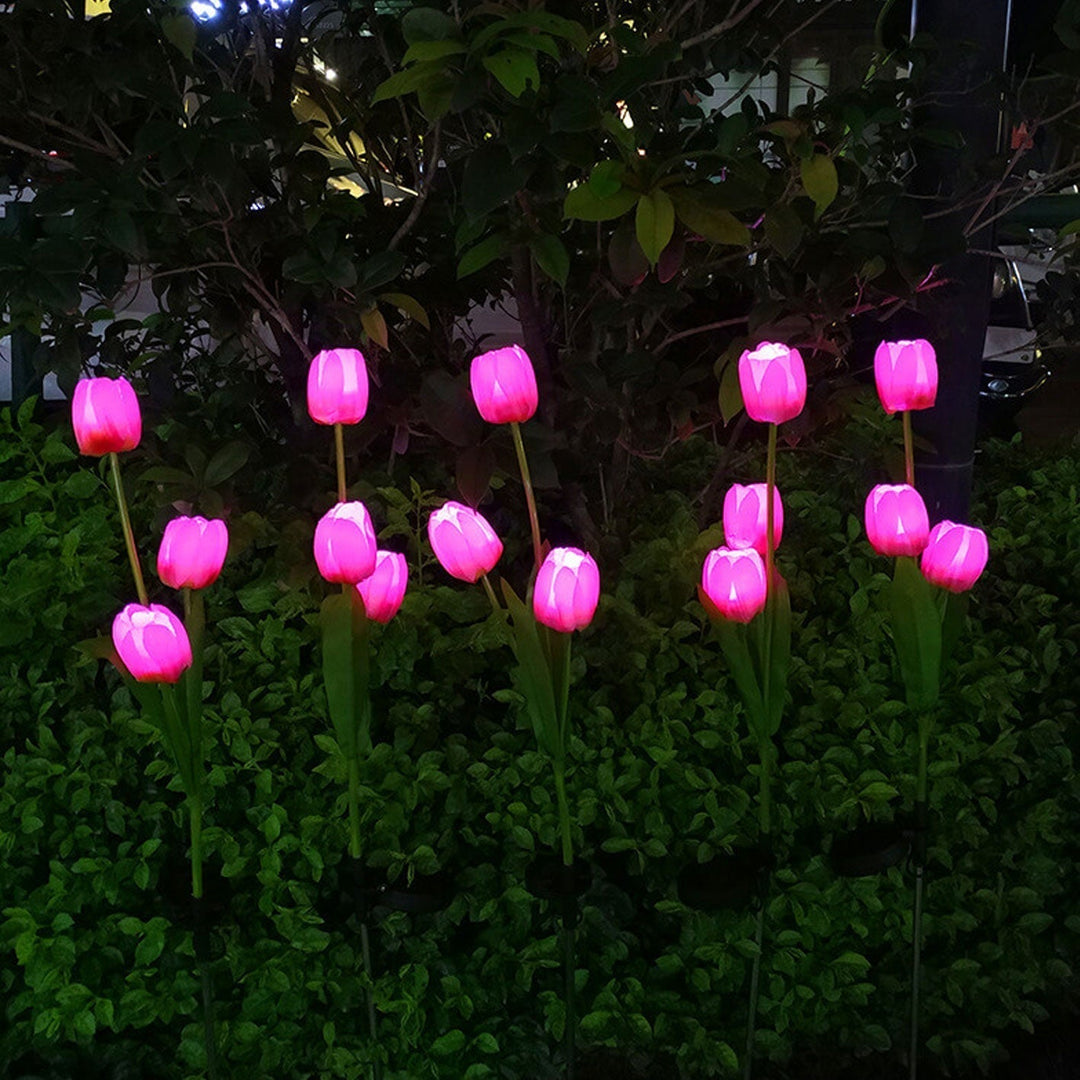 Solar Tulip Lawn Light Outdoor Garden LED Tulip Flower Light Ground Stake Landscape Light