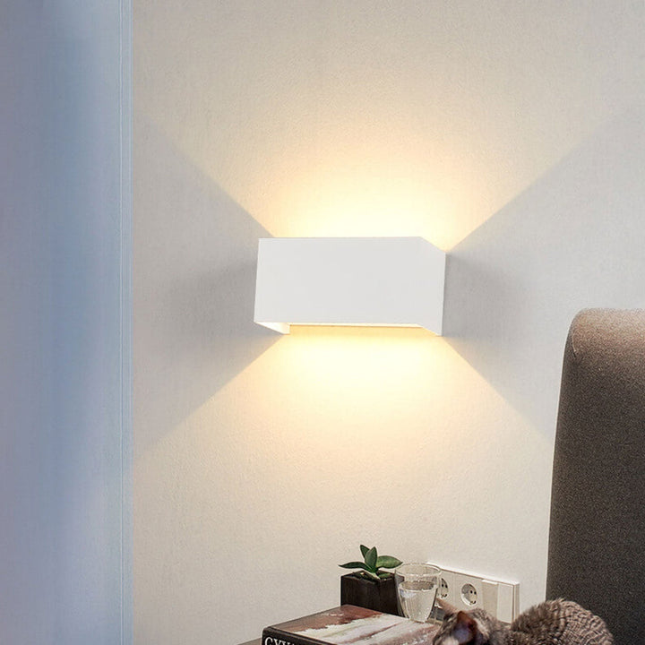 Modern waterproof rectangular LED wall light for outdoor use with up and down lighting