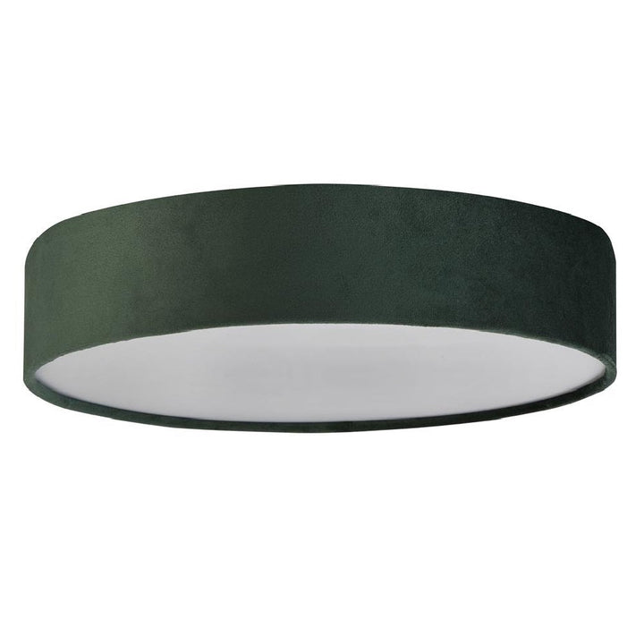 Green Velvet &amp; Opal Diffuser Vintage Round Flush Drum Light 38cm
