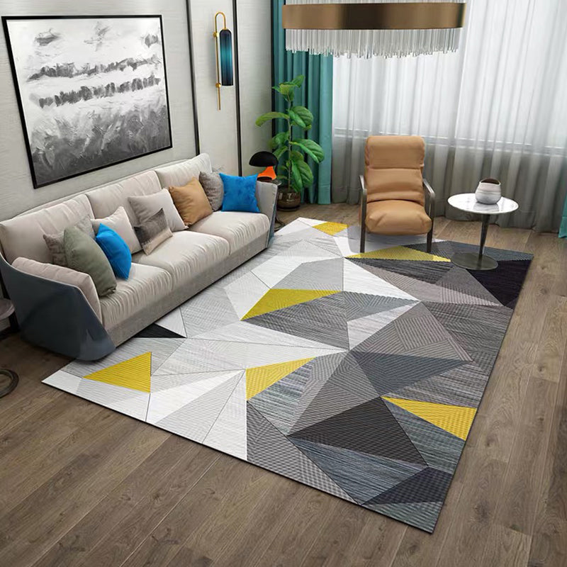 Simple Living Room Mirror Multi-colored Geometric Print Indoor Rug Synthetic Non-Slip Backing Stain-Resistant Rug |