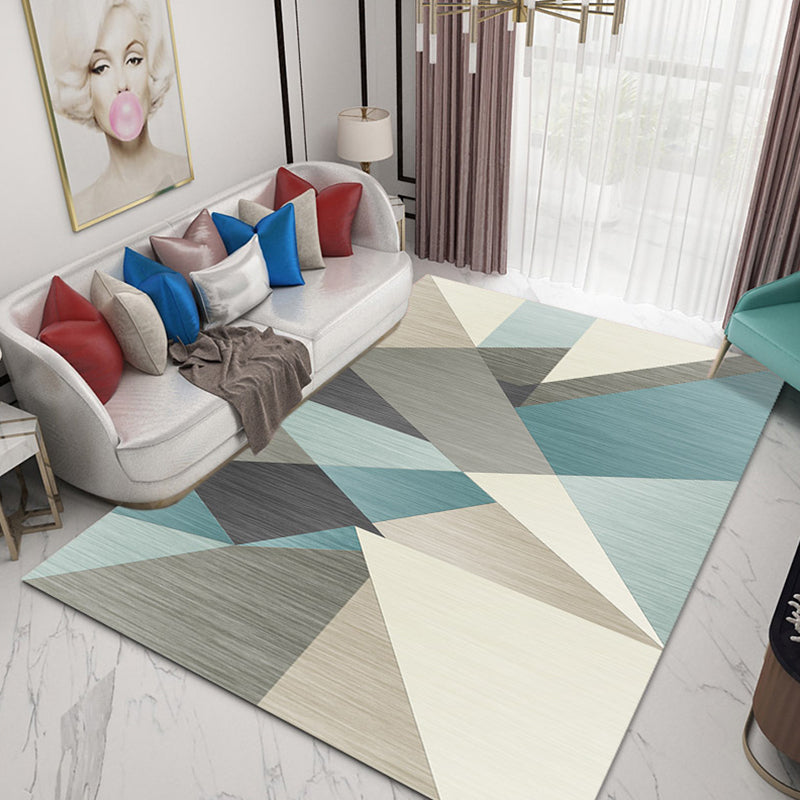 Simple Living Room Mirror Multi-colored Geometric Print Indoor Rug Synthetic Non-Slip Backing Stain-Resistant Rug |