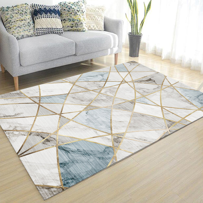 Simple Living Room Mirror Multi-colored Geometric Print Indoor Rug Synthetic Non-Slip Backing Stain-Resistant Rug |