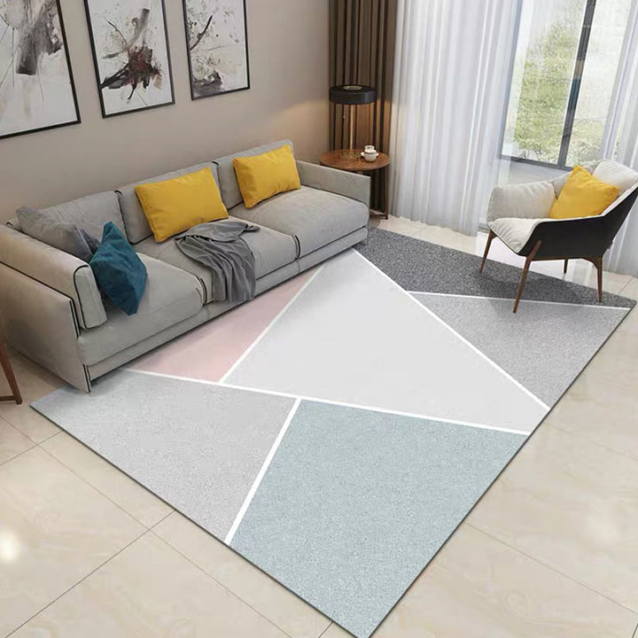 Simple Living Room Mirror Multi-colored Geometric Print Indoor Rug Synthetic Non-Slip Backing Stain-Resistant Rug |