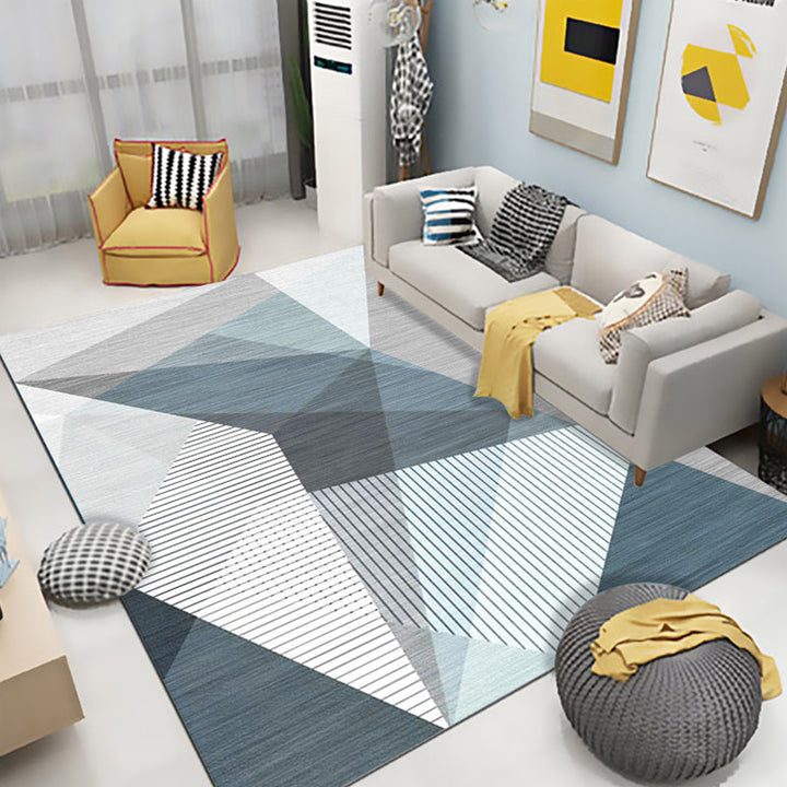 Simple Living Room Mirror Multi-colored Geometric Print Indoor Rug Synthetic Non-Slip Backing Stain-Resistant Rug |