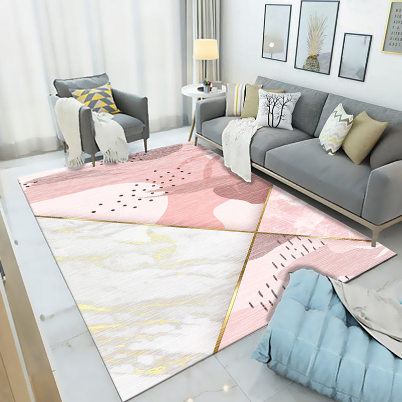 Simple Living Room Mirror Multi-colored Geometric Print Indoor Rug Synthetic Non-Slip Backing Stain-Resistant Rug |