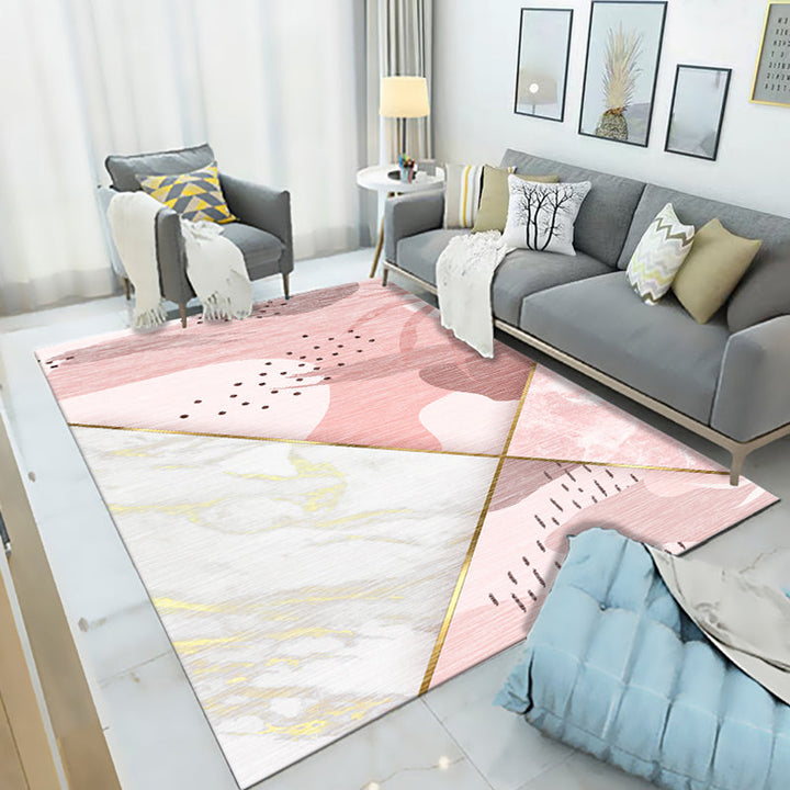 Simple Living Room Mirror Multi-colored Geometric Print Indoor Rug Synthetic Non-Slip Backing Stain-Resistant Rug |