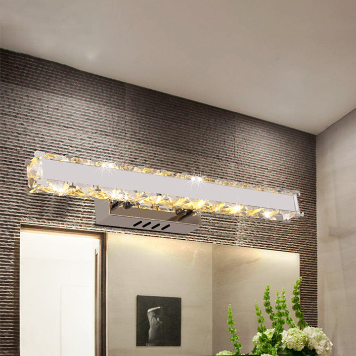 11.5"/16.5" Width Rectangular Vanity Mirror Light Modern Style Clear Crystal LED White Wall Sconce for Bathroom