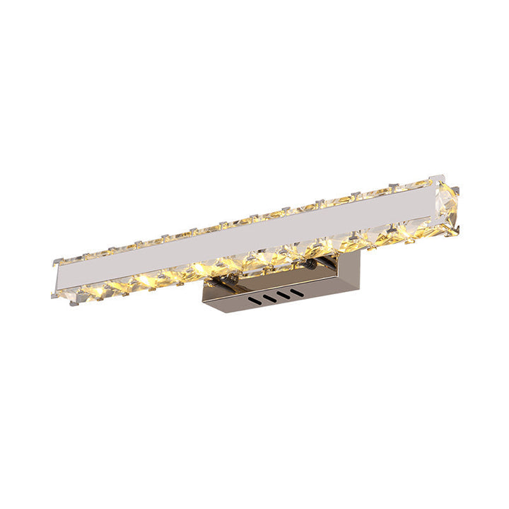 11.5"/16.5" Width Rectangular Vanity Mirror Light Modern Style Clear Crystal LED White Wall Sconce for Bathroom