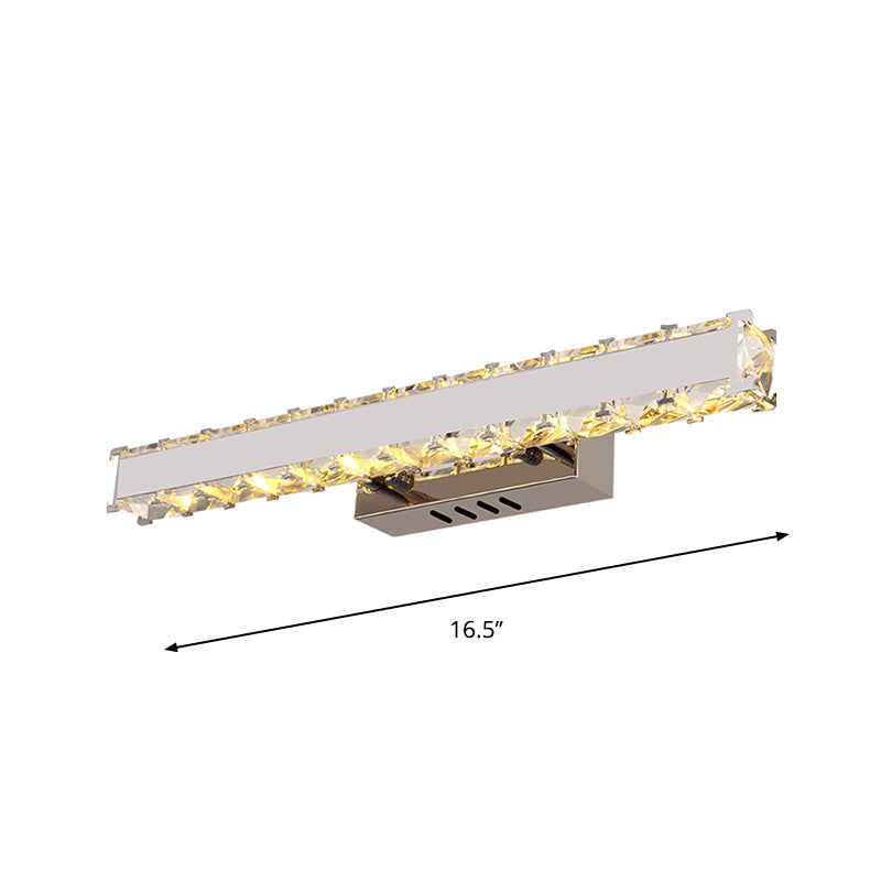 11.5"/16.5" Width Rectangular Vanity Mirror Light Modern Style Clear Crystal LED White Wall Sconce for Bathroom