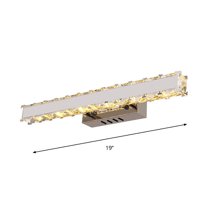 11.5"/16.5" Width Rectangular Vanity Mirror Light Modern Style Clear Crystal LED White Wall Sconce for Bathroom