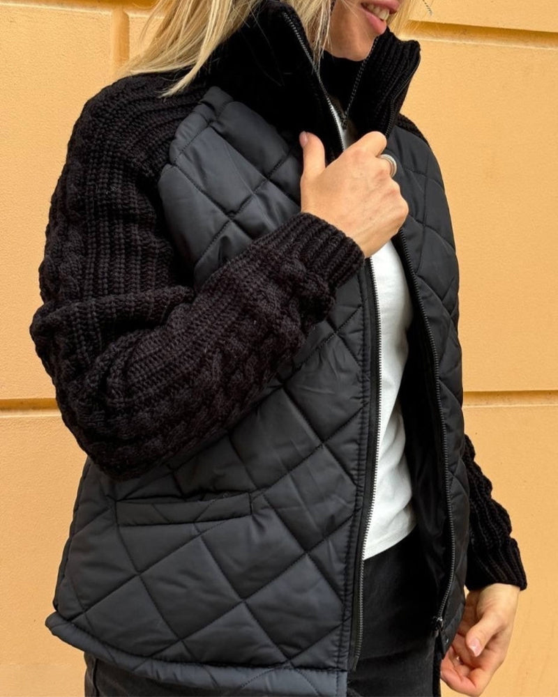 Solid color High Collar Zipper Coat