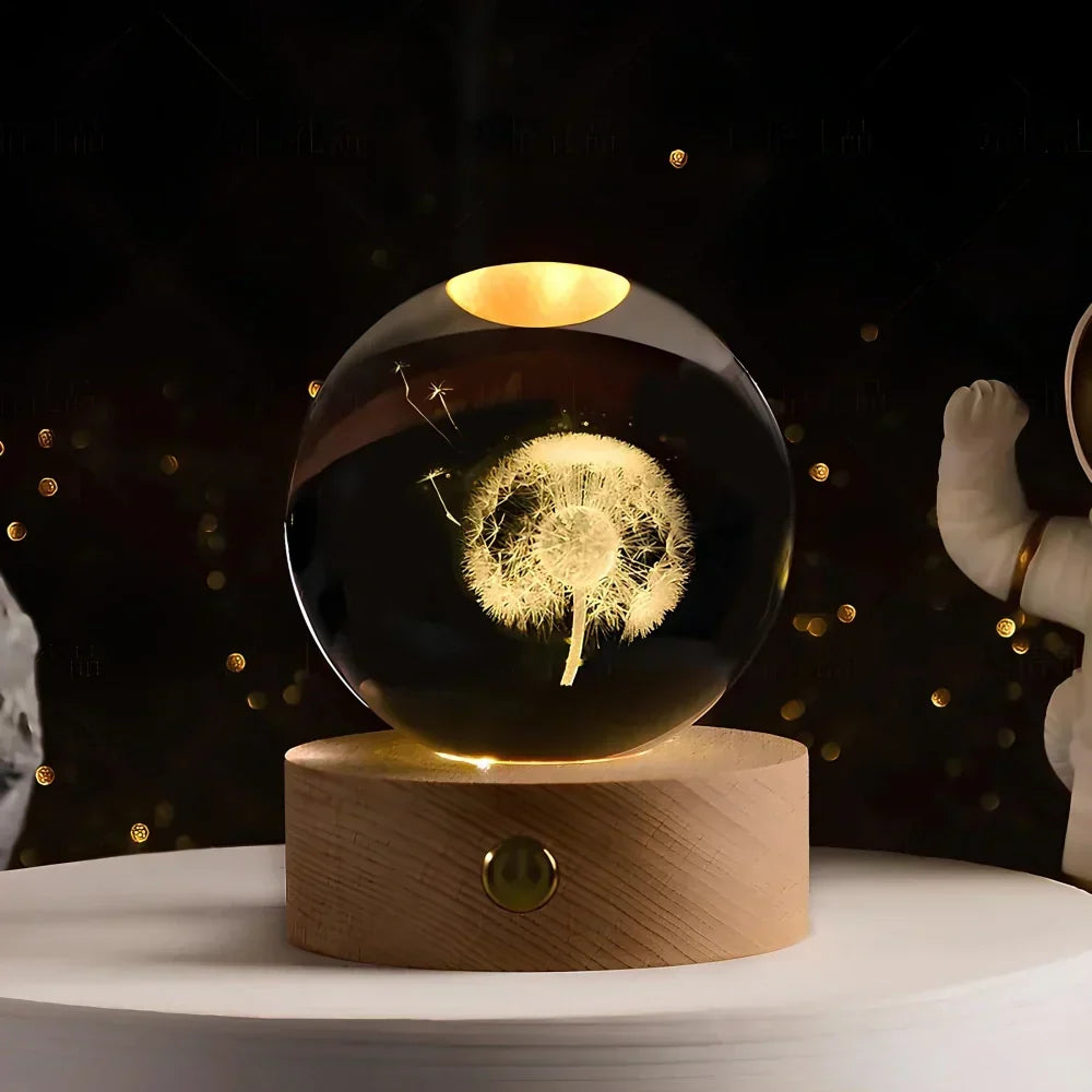 LED Night Light with 3D Crystal Sphere