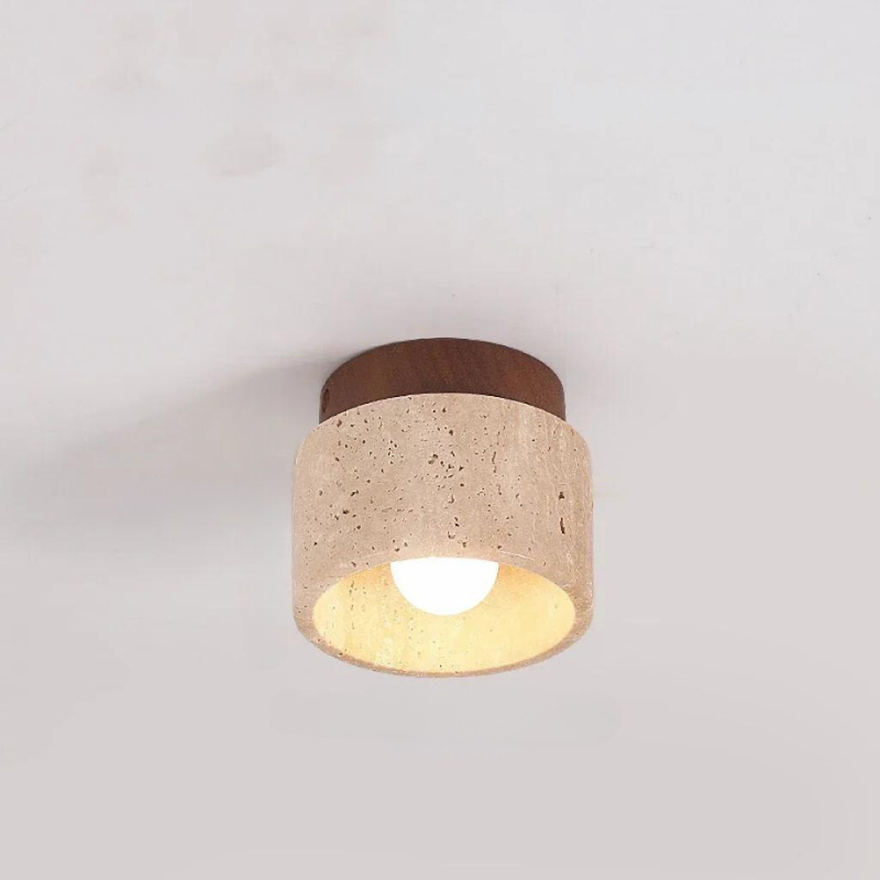 LysSten – Built-in travertine chandelier for hallways and staircases