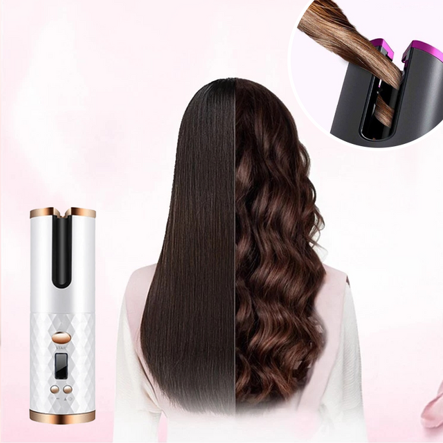 Cordless automatic rotating curling iron