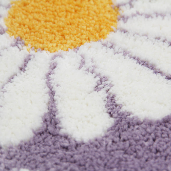 Feblilac Sweet Daisy Bath Mat, Purple Flower Carpet Bathroom