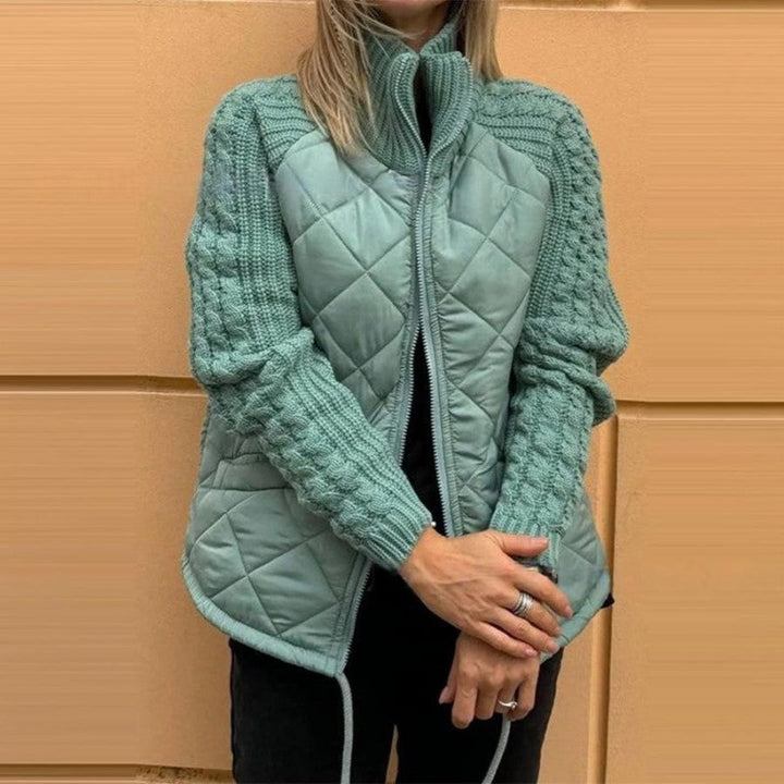 Solid color High Collar Zipper Coat