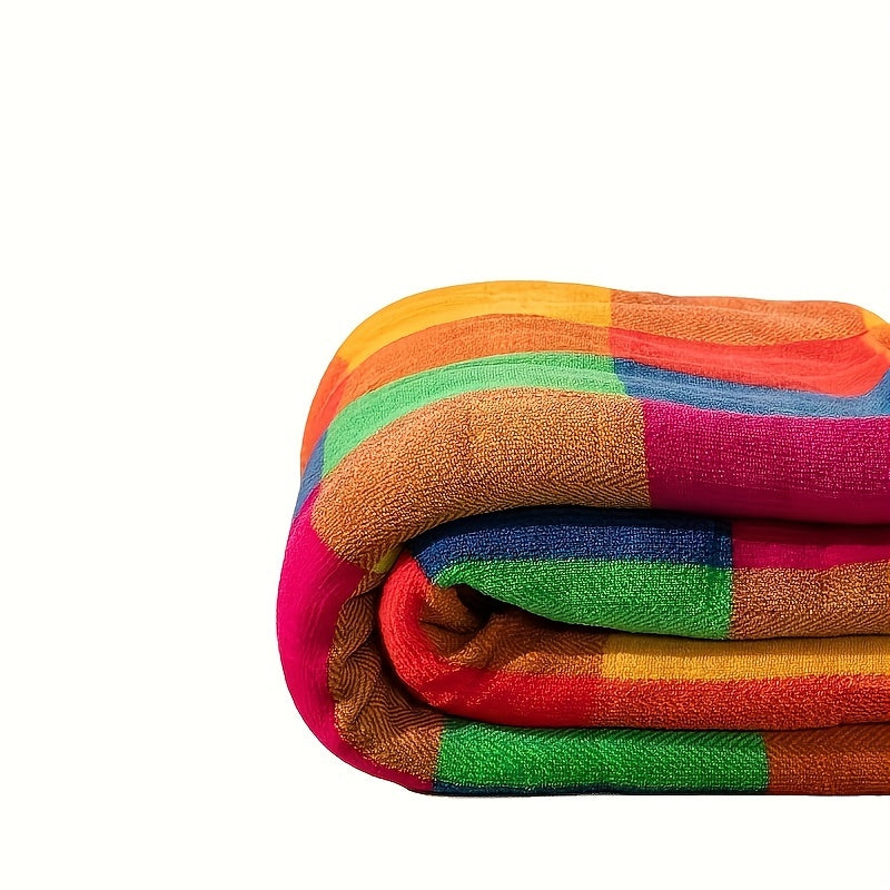 Coral fleece blanket – Reversible thick Sherpa blanket with a colourful checkered pattern