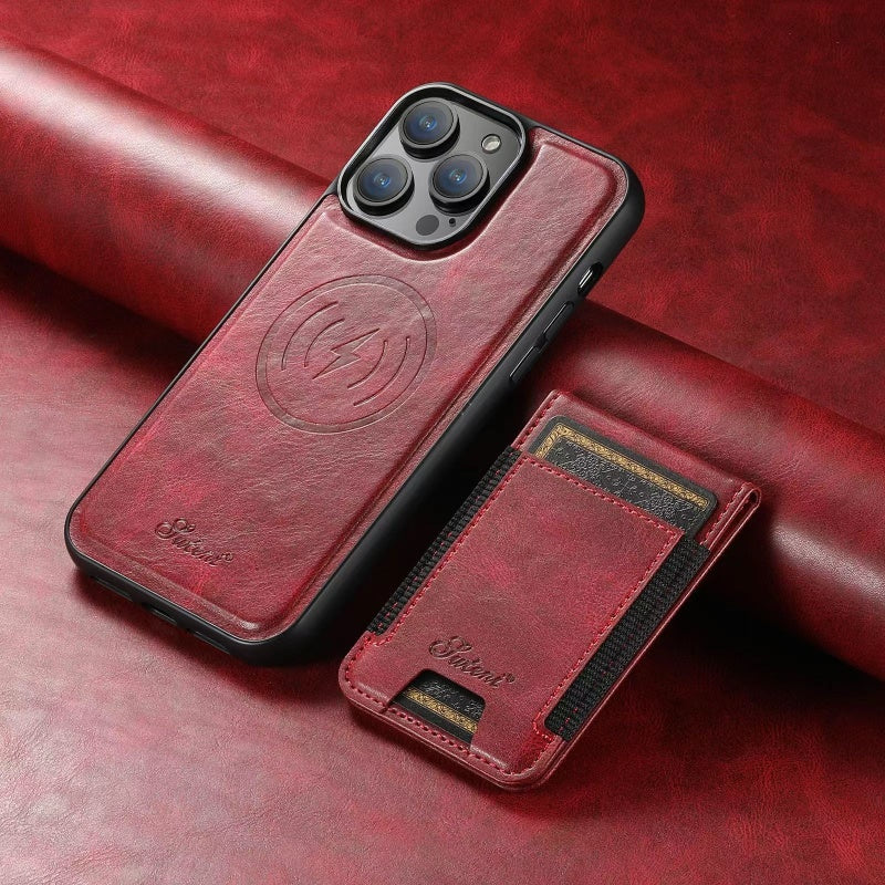 LuxCase Leather Phone Case with Card Slot and Stand – Compatible with iPhone |