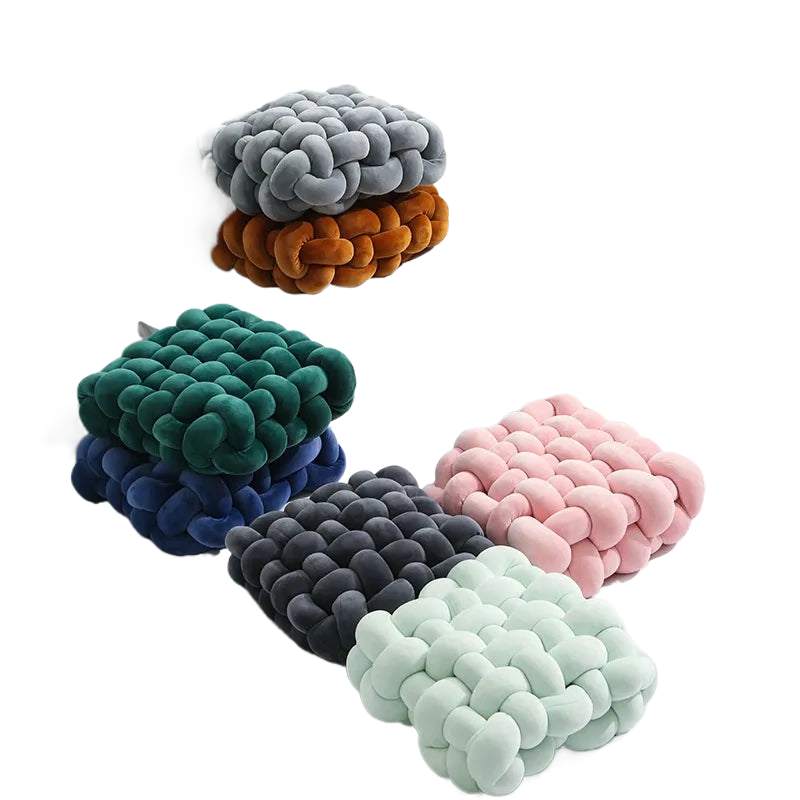 Living Room Soft Plush Knot Pillow Sofa Pillow Solid colour Square Handwoven Home Throw Pillow Square Woven Seat Cushion Pillow