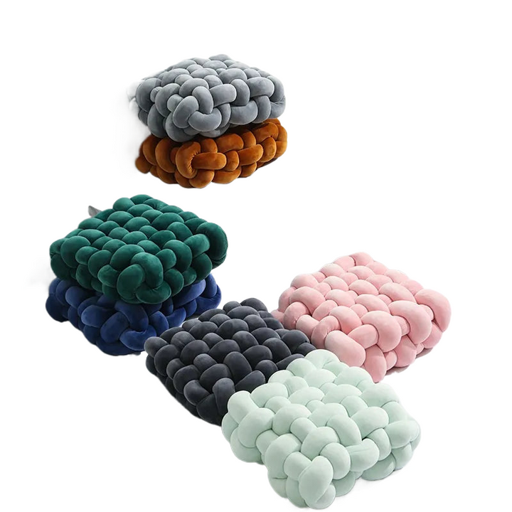 Living Room Soft Plush Knot Pillow Sofa Pillow Solid colour Square Handwoven Home Throw Pillow Square Woven Seat Cushion Pillow
