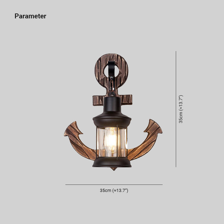 Vintage Anchor LED Wall Light - Industrial Metal &amp; Wood for Dining Room/Living Room