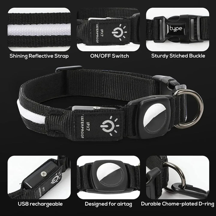 Flashing Dog Collars – Waterproof LED Light Up Dog Collar with USB Rechargeable Glow, Dog Collars Illuminated for Night Safety, All Sizes