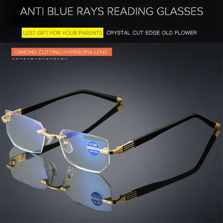 Progressive reading glasses with high hardness and anti-blue light filter for distance and near viewing