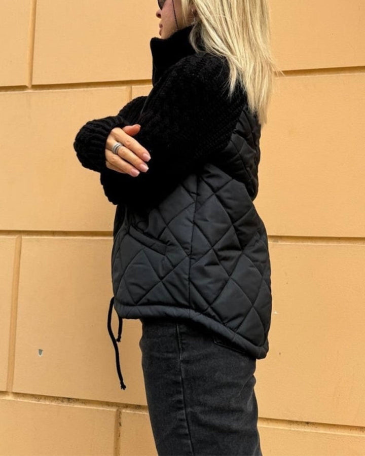 Solid color High Collar Zipper Coat