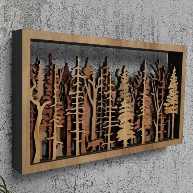 Wall Decor - WoodForrest 3D - Enchanting Forest Scene - Fox &amp; Tree Shadow