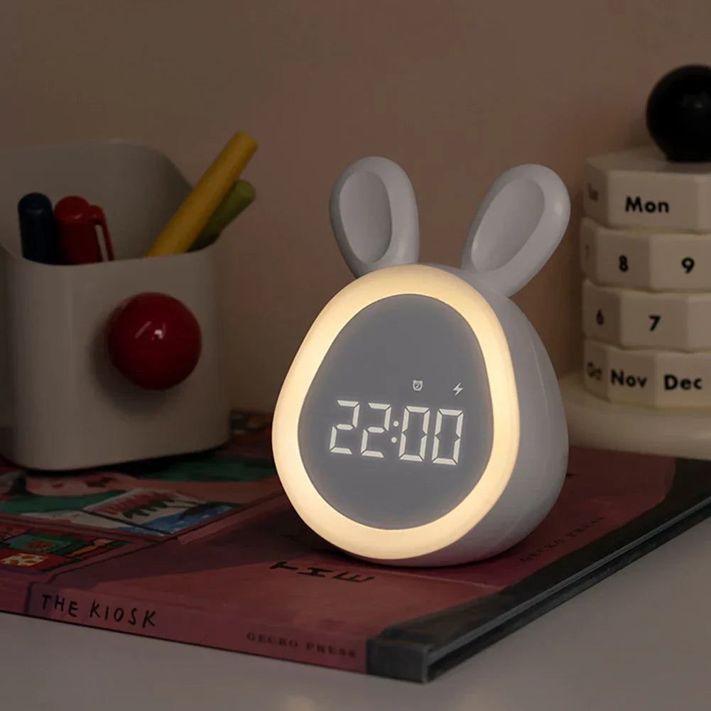 GlowBunny – Cute Kids Alarm Clock with Night Light &amp; Adjustable Brightness