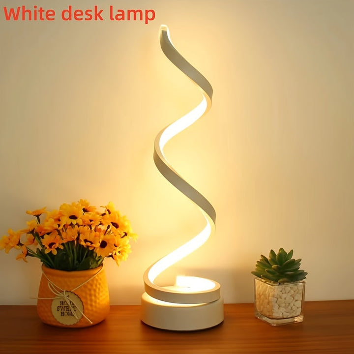 Modern Spiral Table Lamp – Creative LED Desk Lamp with Gentle Warm Light, Perfect for Bedroom, Living Room, and Study Decor