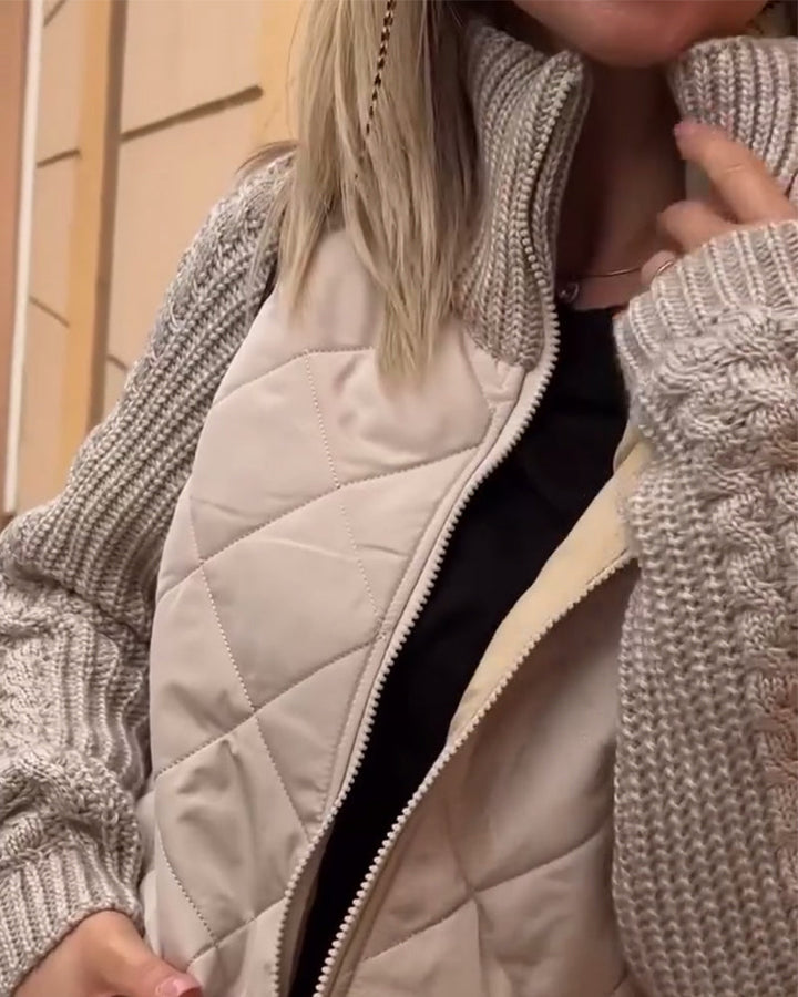 Solid color High Collar Zipper Coat