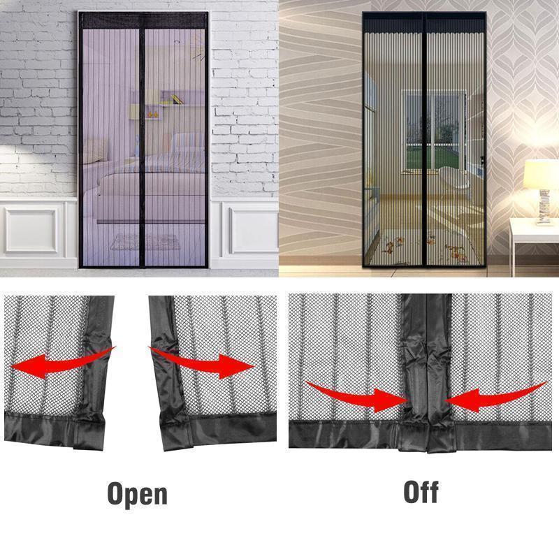 Magnetic Fly Screen Door with Continuous Hook and Loop Fastener