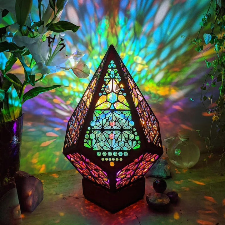 Bohemian Polar Star Wooden Floor Lamp, LED colorful Star Projector |