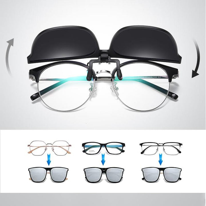 New polarized clip-on flip-up sunglasses