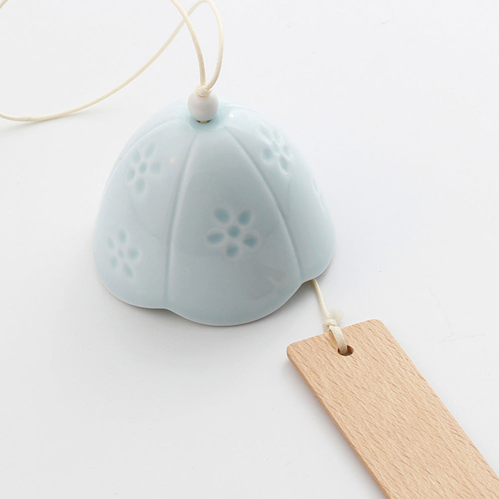 Japanese Ceramic Bells, Sakura Bell Rings, Hanging Garden Bells, Living Space Garden Decoration, White