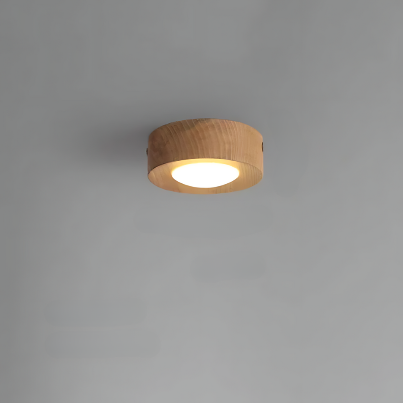 Walnut ceiling lamp with LED spotlight