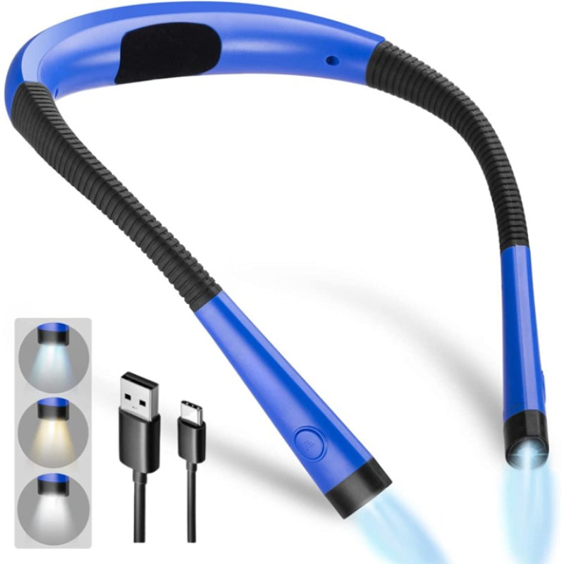 LED Neck Reading Lamp, Book Light for Reading in Bed, 3 colors, 6 Brightness Levels, Flexible Arm, Rechargeable, Durable, Perfect for Reading, Knitting, Camping, Repairing