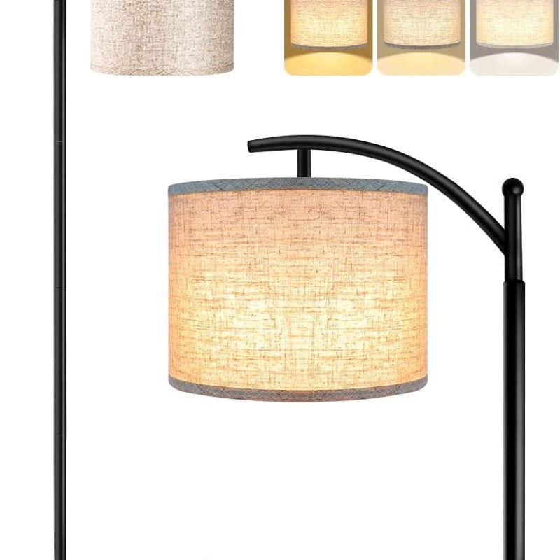 Floor lamp with 3 color temperatures LED bulb, floor lamp high industrial floor lamp reading for bedroom, office, white lampshade included