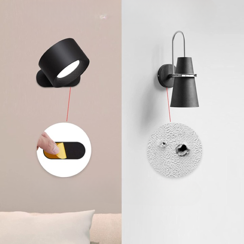 LED Wall Lights, Wall-mounted Lamps with Rechargeable Battery, 3 color Temperatures &amp; 3 Brightness Levels, 360° Rotatable Magnetic Ball, Wireless Wall Lights for Study, Reading, Nightstand