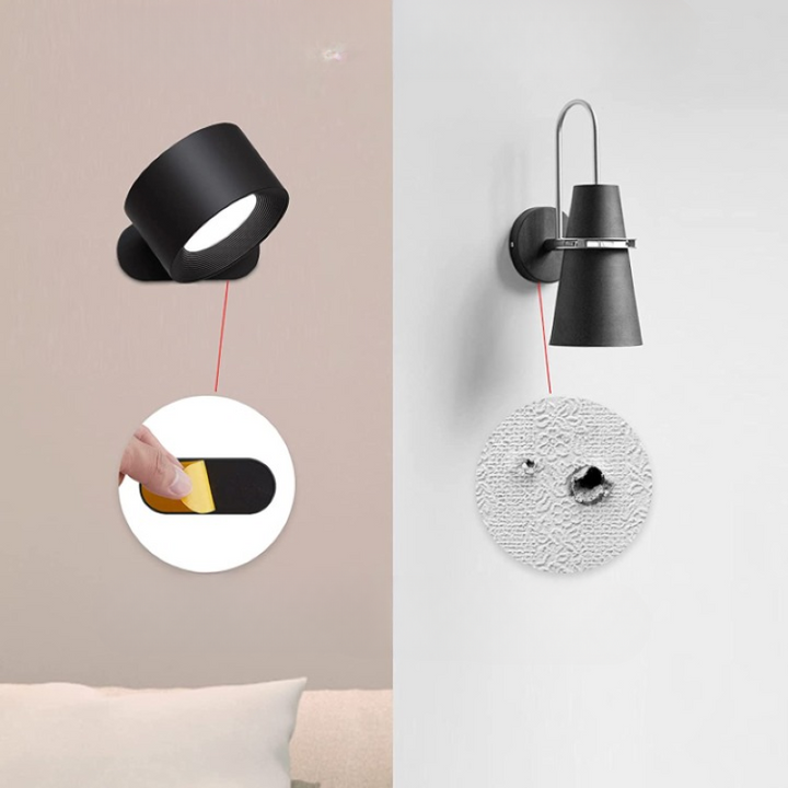 LED Wall Lights, Wall-mounted Lamps with Rechargeable Battery, 3 color Temperatures &amp; 3 Brightness Levels, 360° Rotatable Magnetic Ball, Wireless Wall Lights for Study, Reading, Nightstand