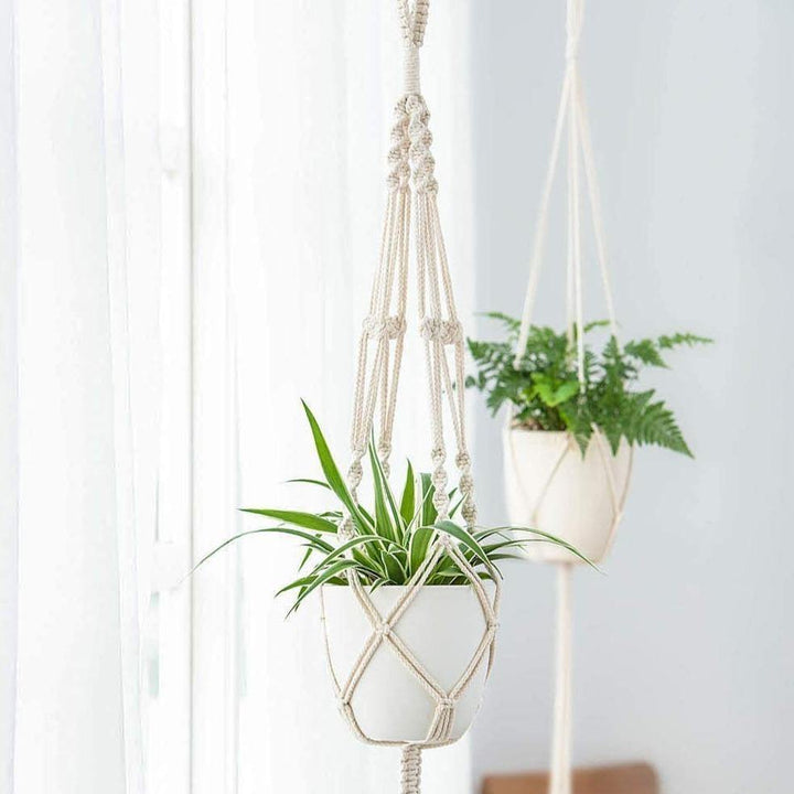 4-piece handmade Boho macrame plant hanger set