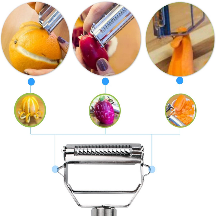 Ultra-sharp stainless steel multifunctional vegetable peeler &amp; julienne cutter
