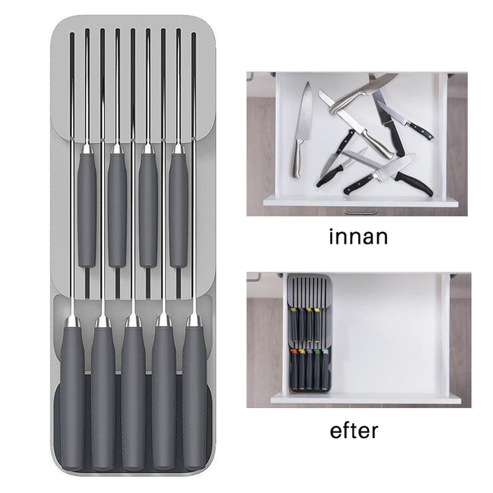 Kitchen storage tray for knives