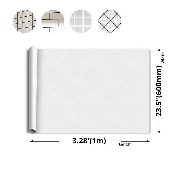 White Peel &amp; Stick Tile Mirror Plastic Grid Wallpaper for Kitchen and Bathroom