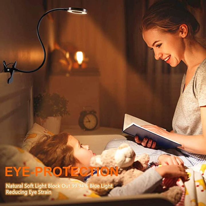 Clip-on Light - Reading lamp with 48 LEDs, 3 color modes and 10 brightness levels, eye protection and flexible gooseneck