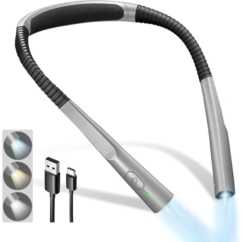 LED Neck Reading Lamp, Book Light for Reading in Bed, 3 colors, 6 Brightness Levels, Flexible Arm, Rechargeable, Durable, Perfect for Reading, Knitting, Camping, Repairing
