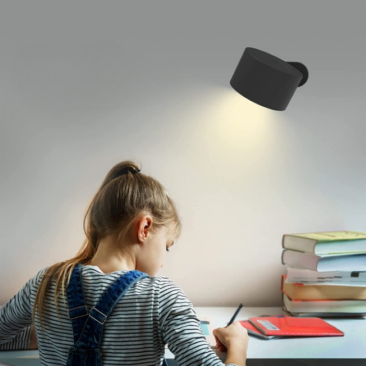 LED Wall Lights, Wall-mounted Lamps with Rechargeable Battery, 3 color Temperatures &amp; 3 Brightness Levels, 360° Rotatable Magnetic Ball, Wireless Wall Lights for Study, Reading, Nightstand