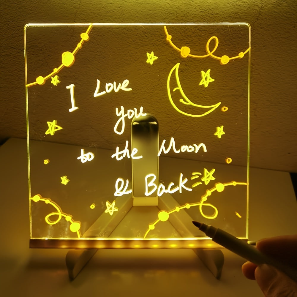 USB LED Noteboard with 12 colored Pens - Bright Message Board for Office &amp; Home