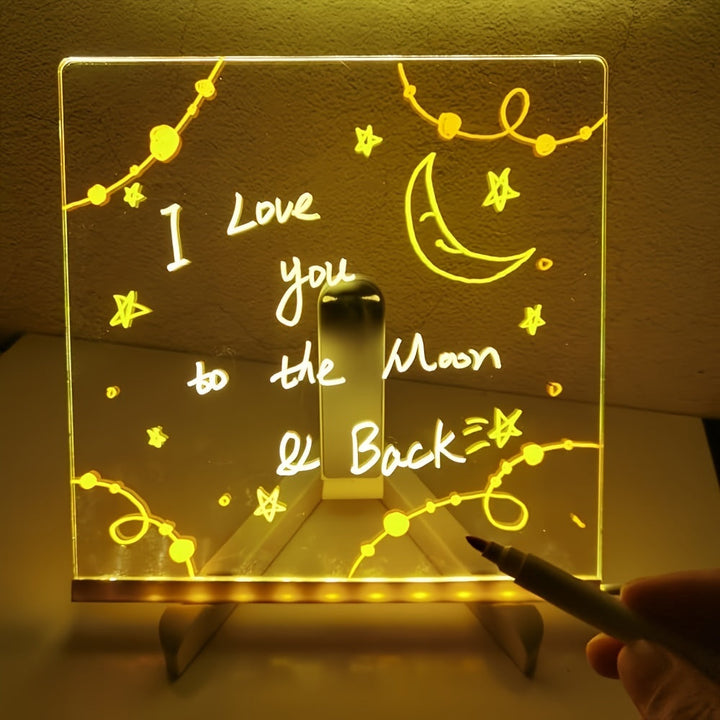 USB LED Noteboard with 12 colored Pens - Bright Message Board for Office &amp; Home